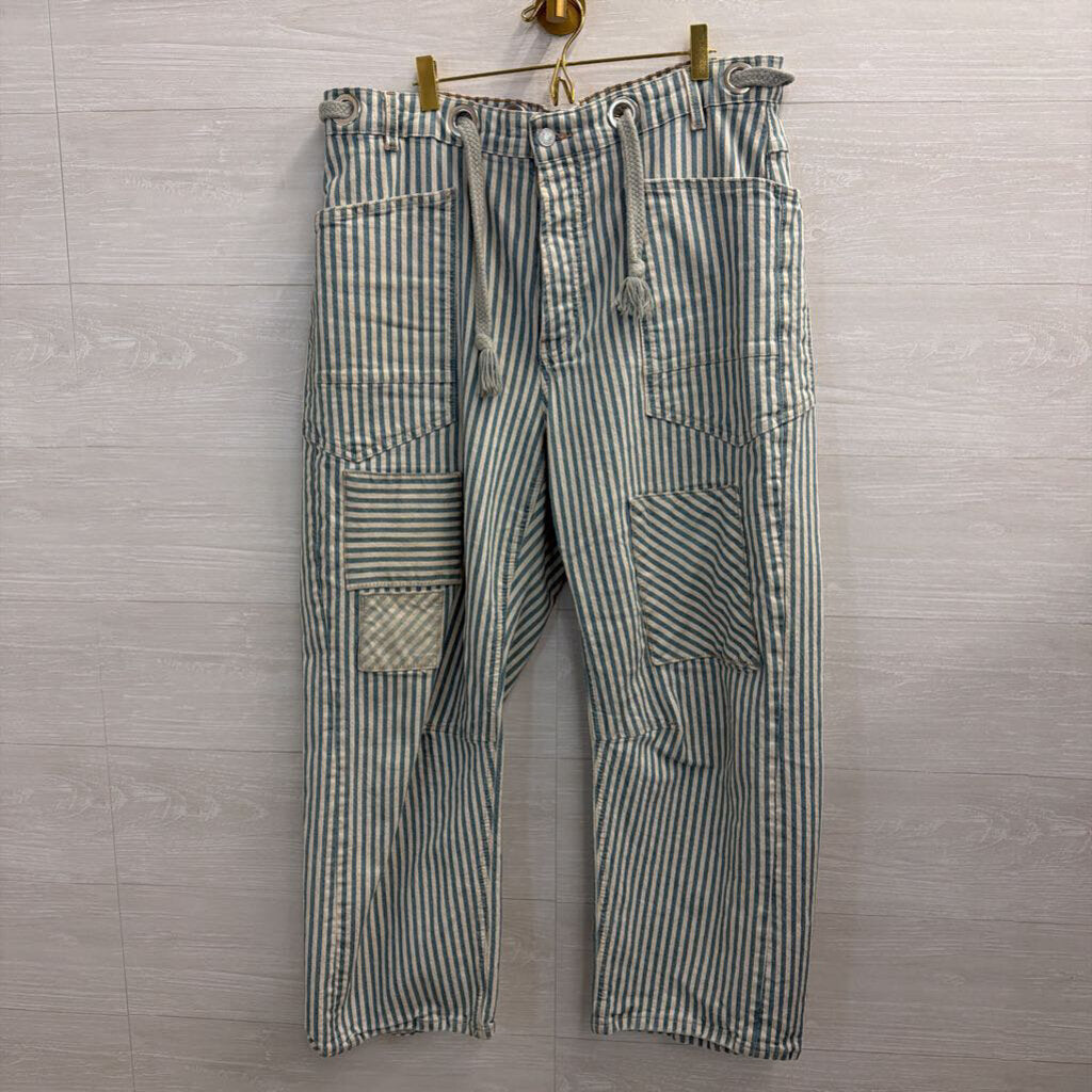 We The Free White/ Blue Striped Moxie Railroad Low Slung Pants 31