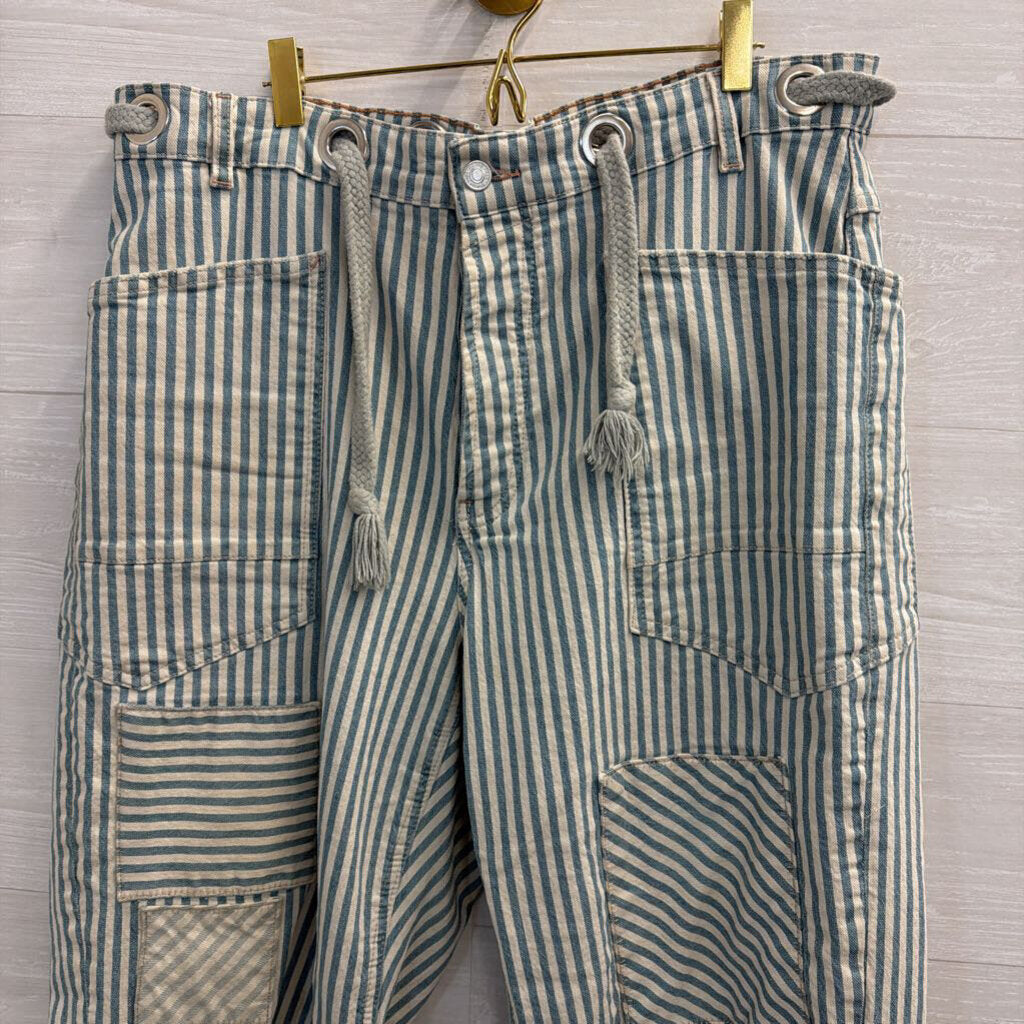 We The Free White/ Blue Striped Moxie Railroad Low Slung Pants 31