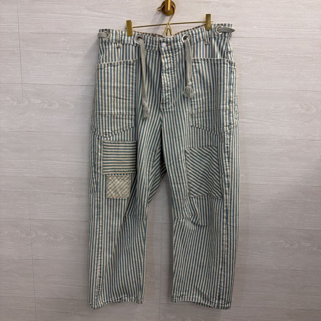 We The Free White/ Blue Striped Moxie Railroad Low Slung Pants 31