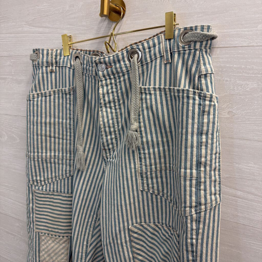 We The Free White/ Blue Striped Moxie Railroad Low Slung Pants 31