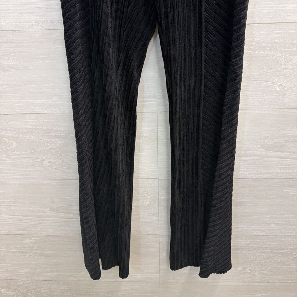 Free People Black Velvet Striped Flare Leg Pull On Pants Large