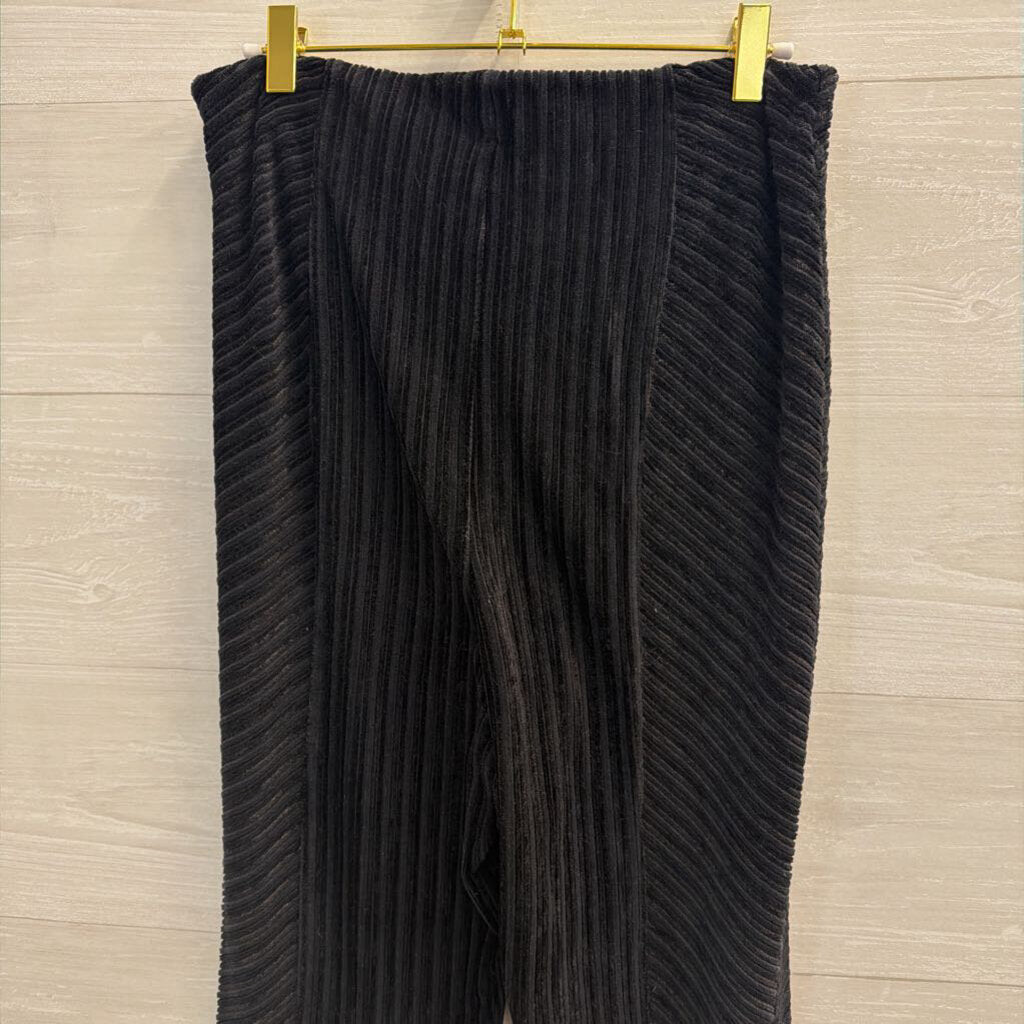 Free People Black Velvet Striped Flare Leg Pull On Pants Large