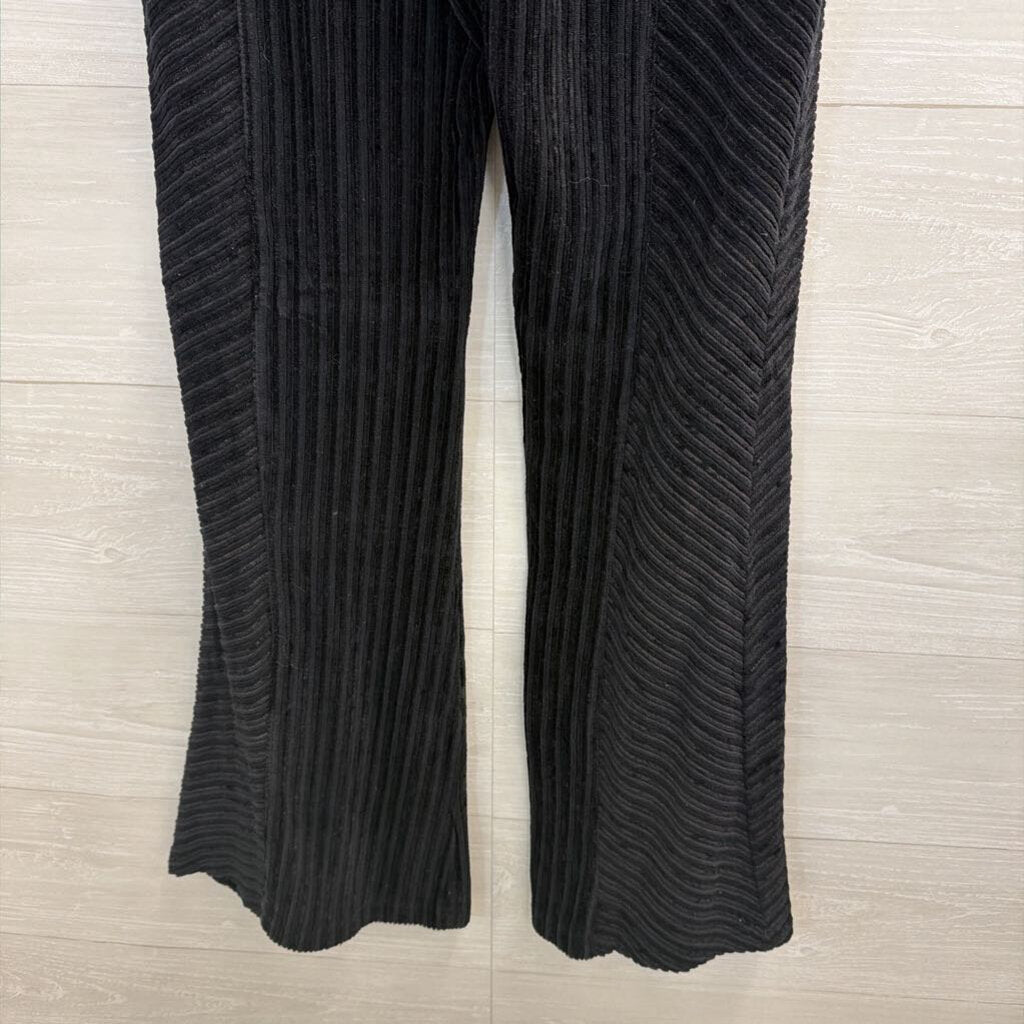Free People Black Velvet Striped Flare Leg Pull On Pants Large