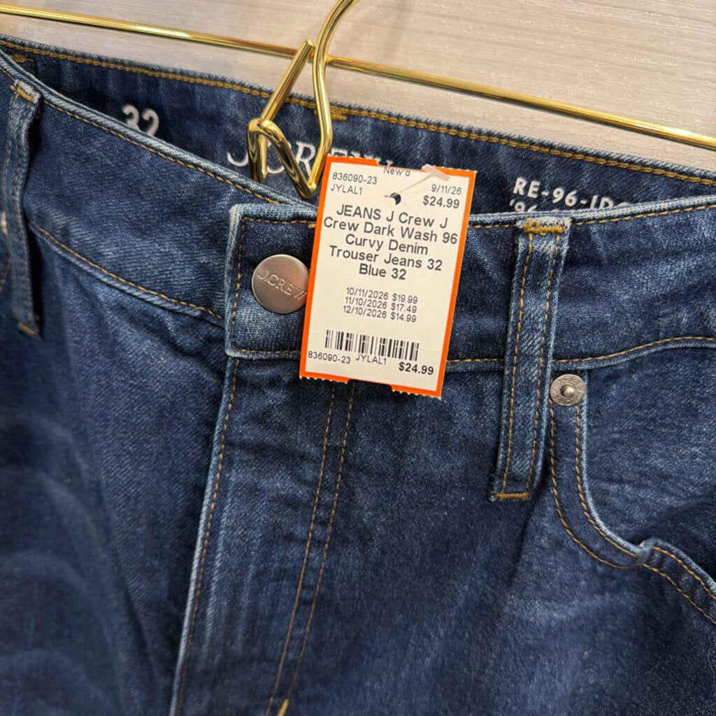 J Crew Dark Wash 96 Curvy Denim Trouser Jeans 32