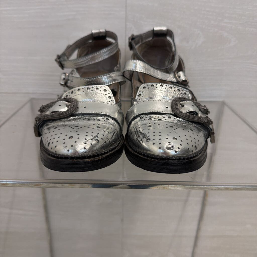 Free People Metallic Silver Thunderbird Oxford Shoes 39