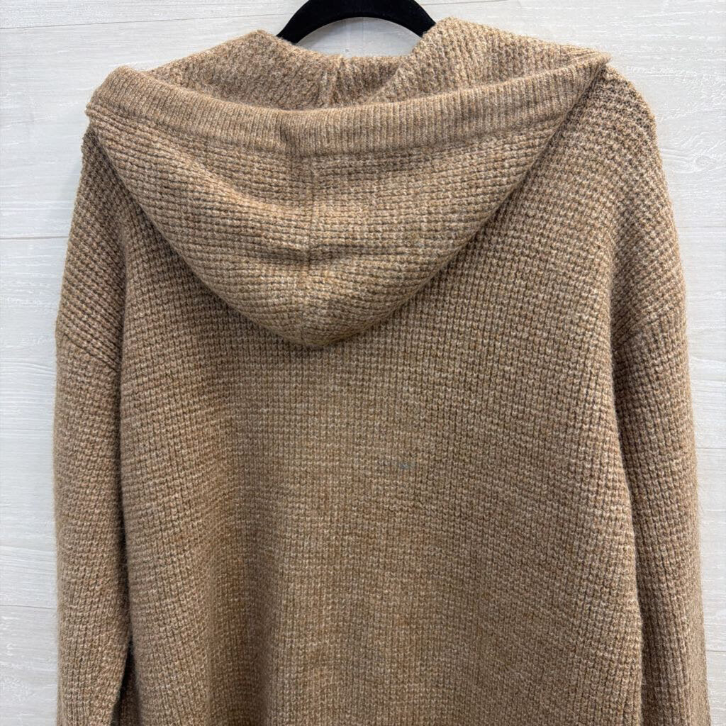 Lou and Grey Brown Soft Knit Zip Up Hooded Sweater Large