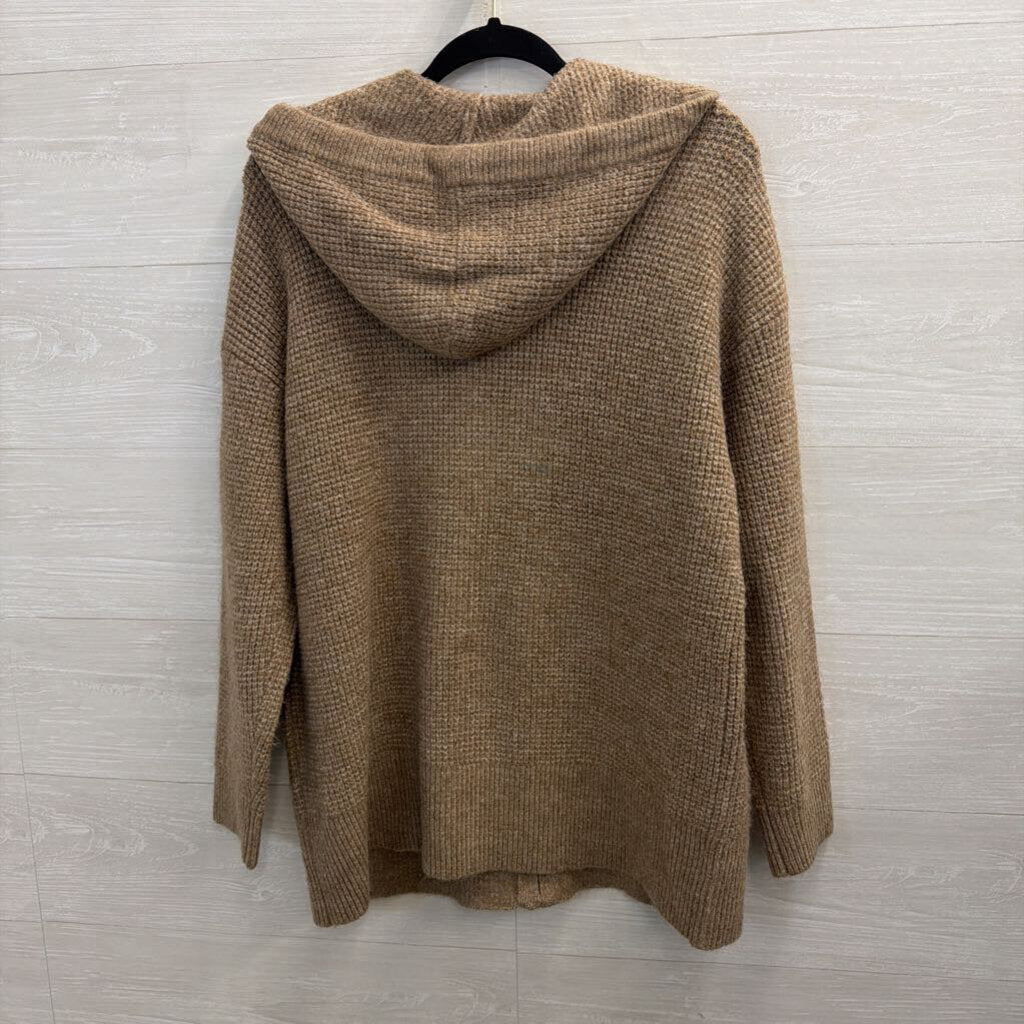 Lou and Grey Brown Soft Knit Zip Up Hooded Sweater Large