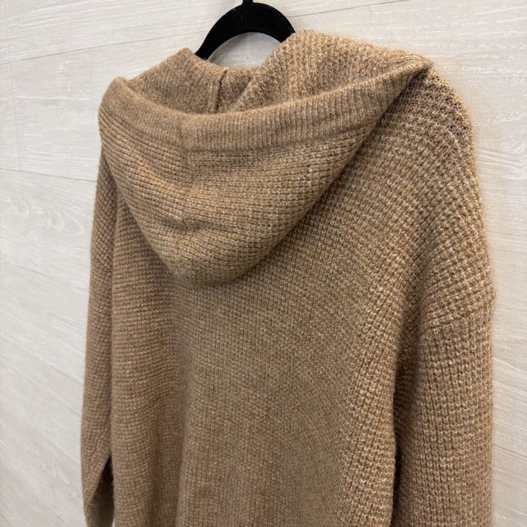 Lou and Grey Brown Soft Knit Zip Up Hooded Sweater Large