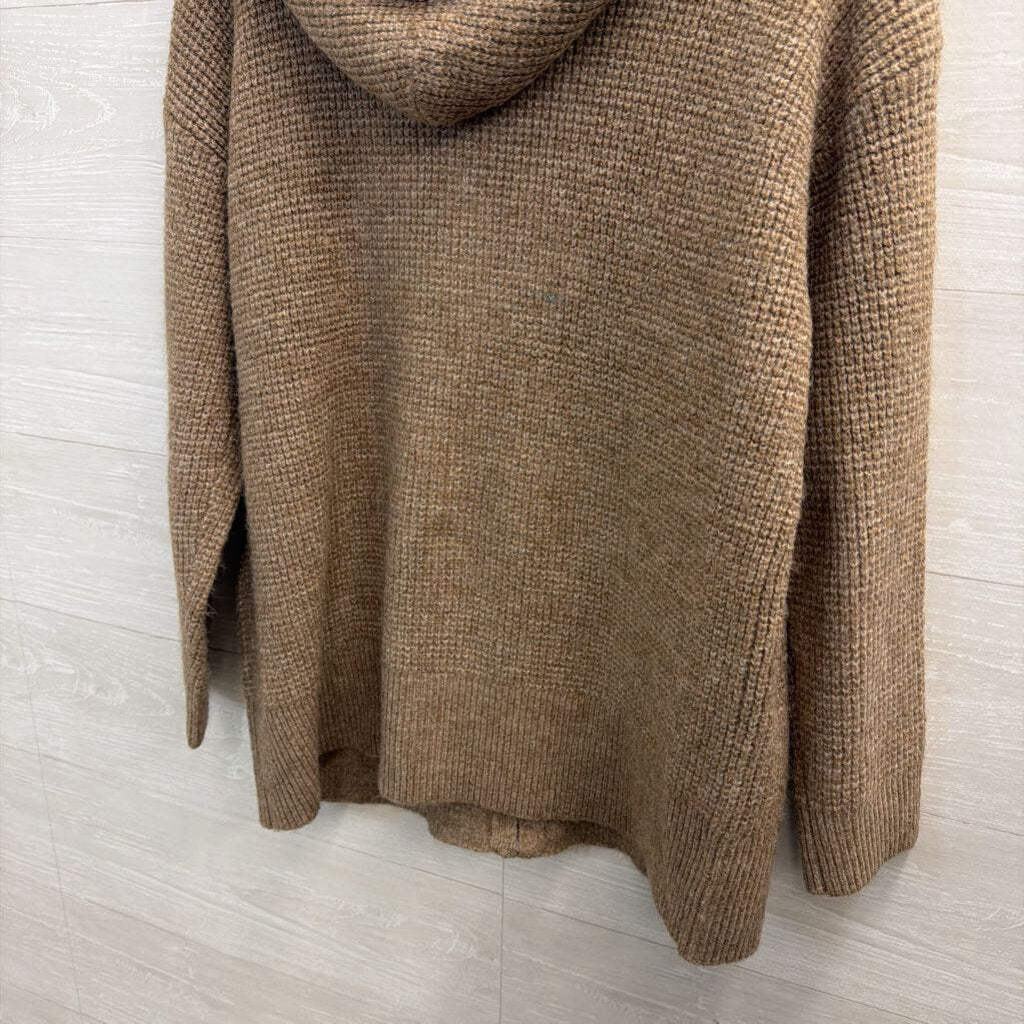 Lou and Grey Brown Soft Knit Zip Up Hooded Sweater Large