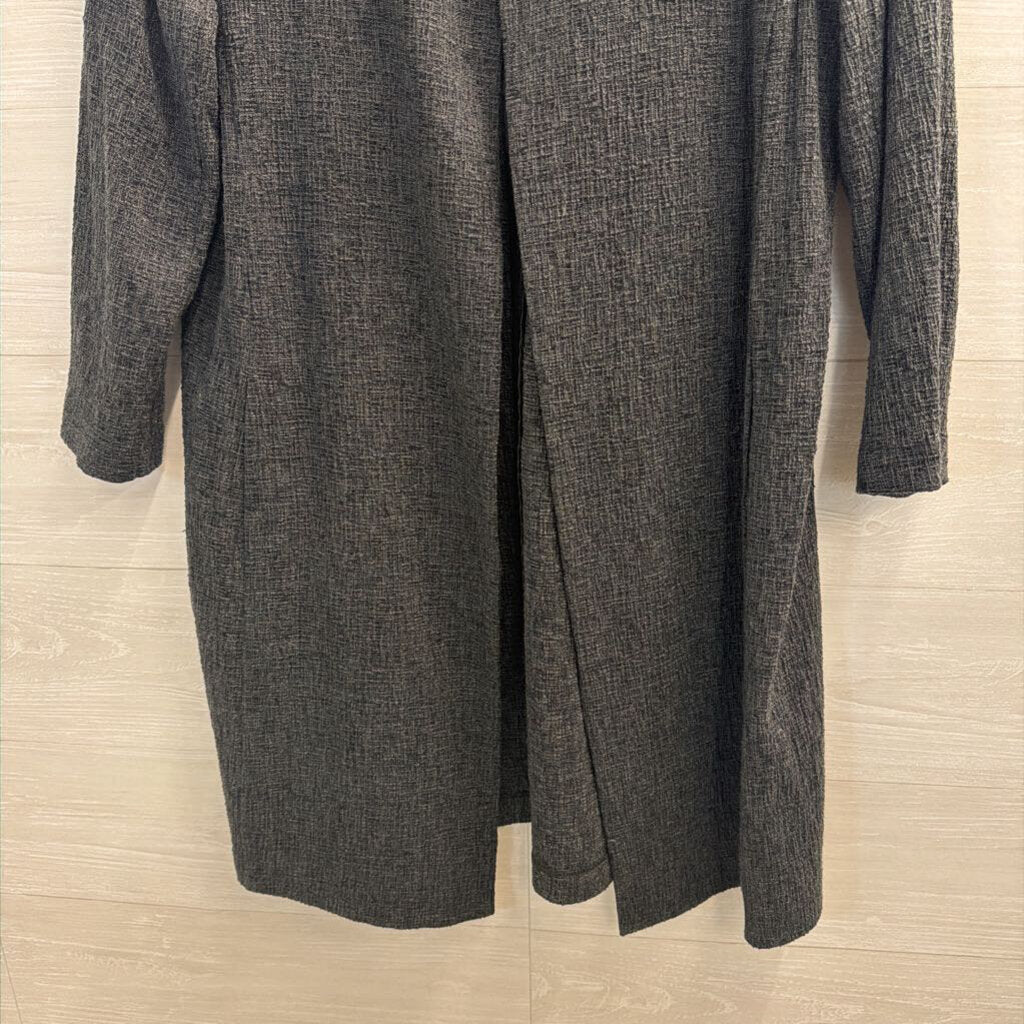 Eileen Fisher Grey Textured Long Sleeve Open Front Jacket Top Medium