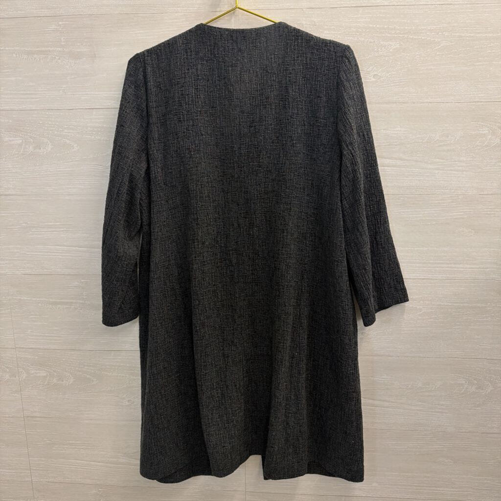 Eileen Fisher Grey Textured Long Sleeve Open Front Jacket Top Medium