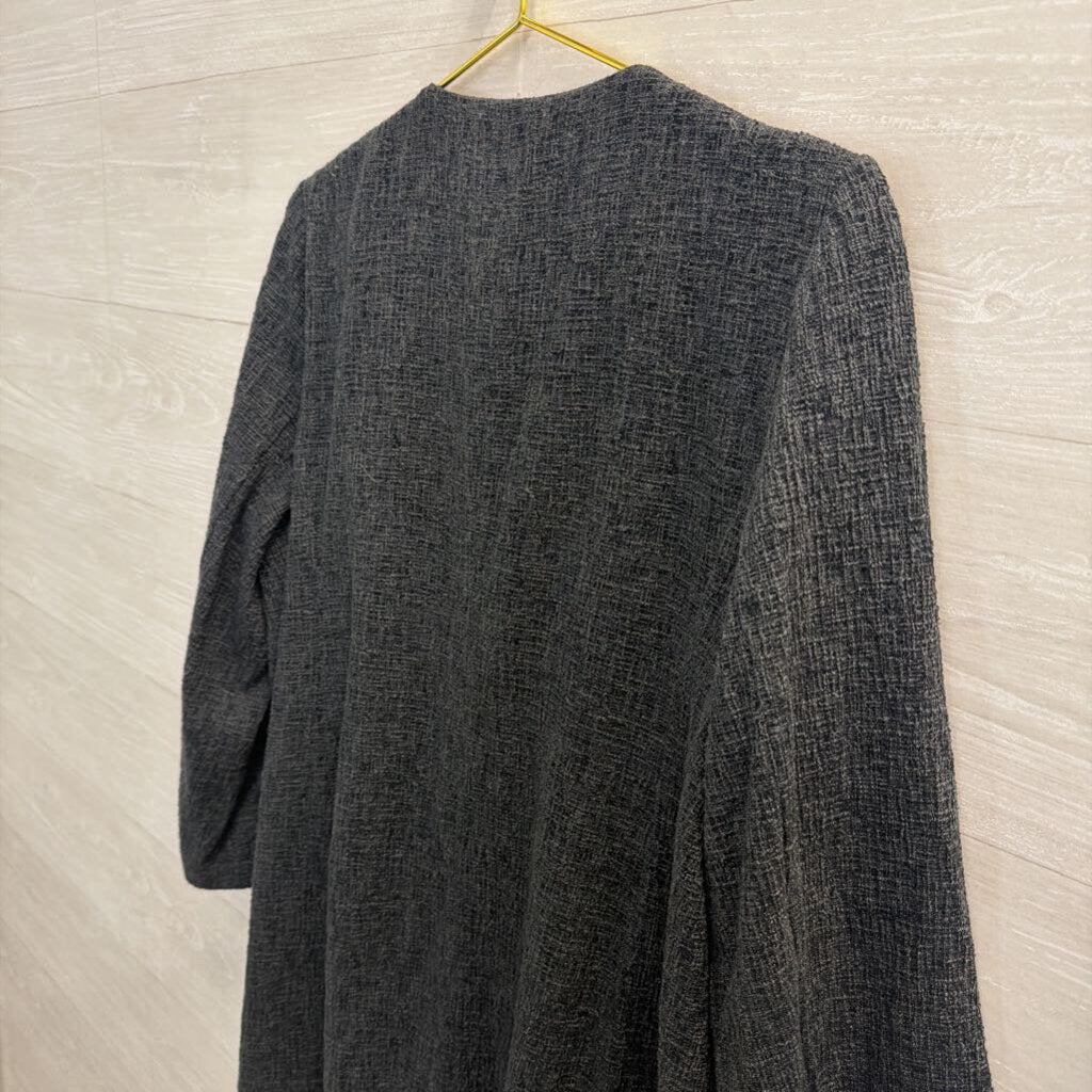 Eileen Fisher Grey Textured Long Sleeve Open Front Jacket Top Medium