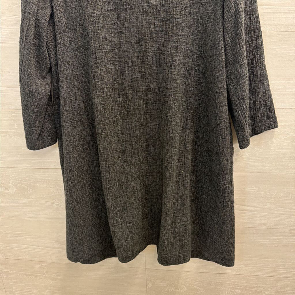 Eileen Fisher Grey Textured Long Sleeve Open Front Jacket Top Medium