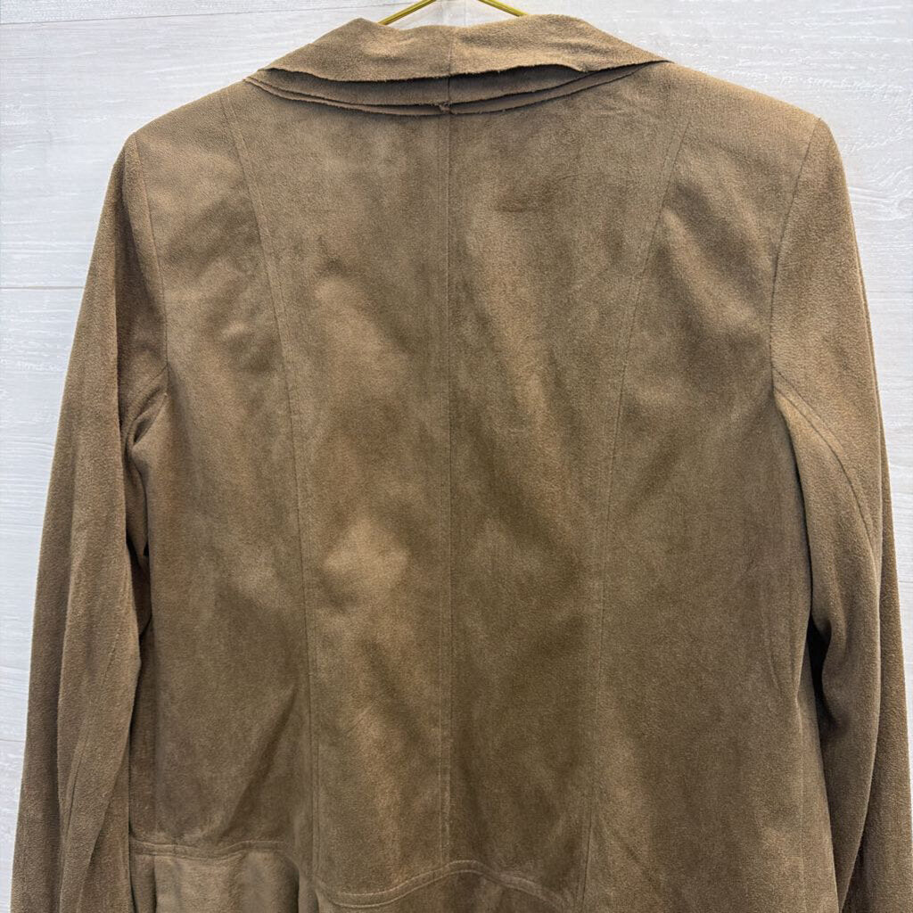 Rafael Brown Soft Ruffle Detail Long Sleeve Open Front Top 6