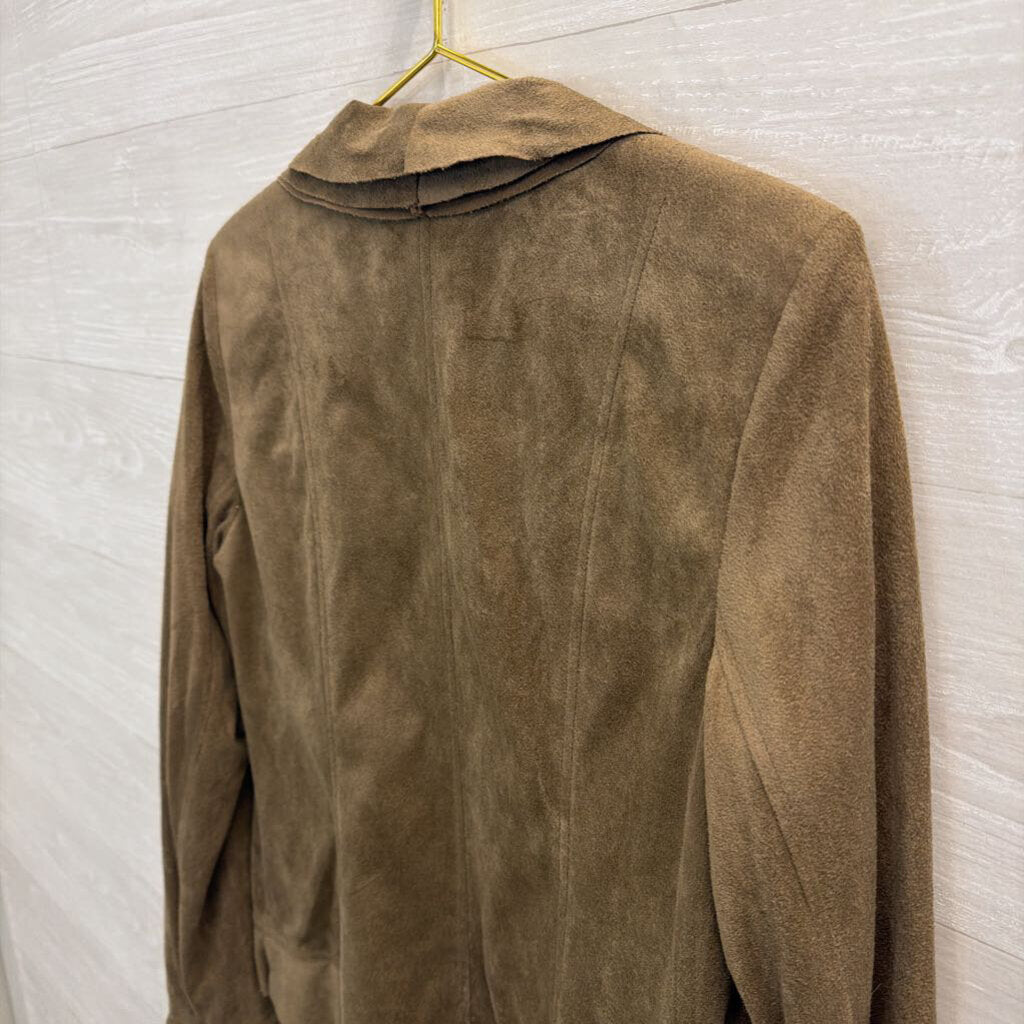 Rafael Brown Soft Ruffle Detail Long Sleeve Open Front Top 6