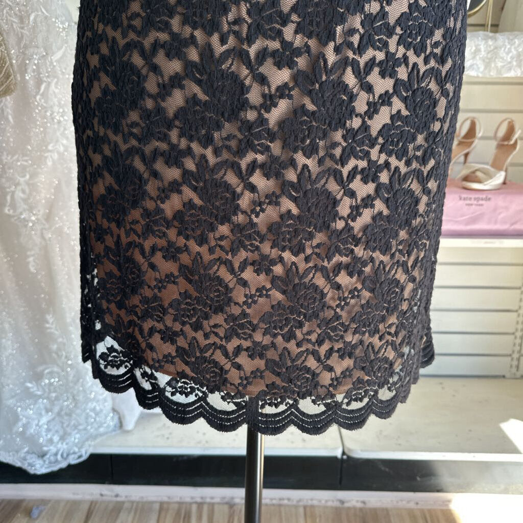 Connected Apparel Black/ Beige Lace Long Sleeve Short Formal Dress 20W