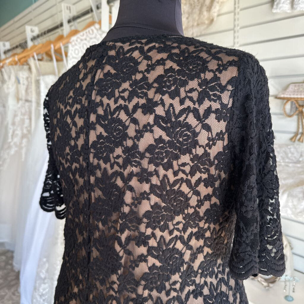 Connected Apparel Black/ Beige Lace Long Sleeve Short Formal Dress 20W