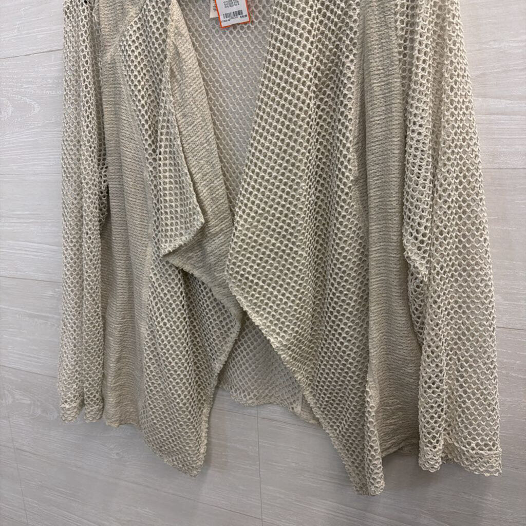 Chicos Grey Open Knit Long Sleeve Open Front Top 3