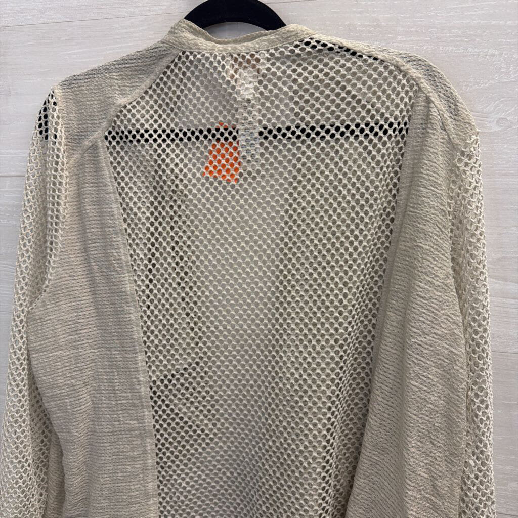 Chicos Grey Open Knit Long Sleeve Open Front Top 3