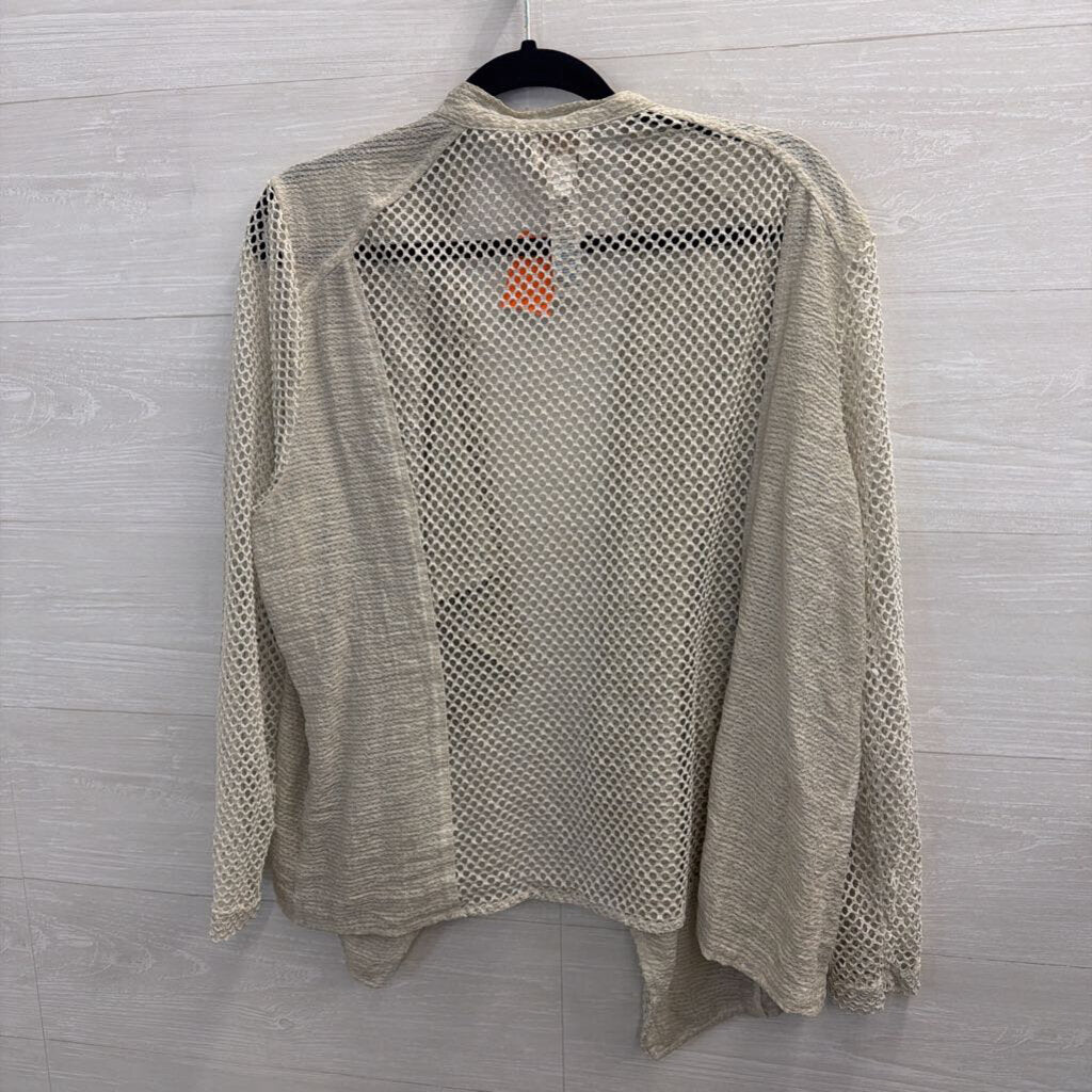 Chicos Grey Open Knit Long Sleeve Open Front Top 3