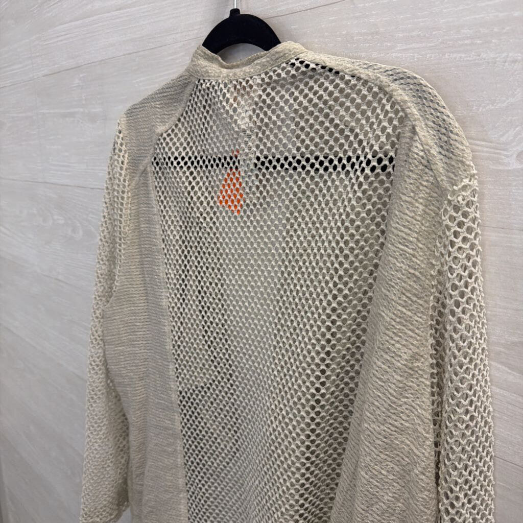 Chicos Grey Open Knit Long Sleeve Open Front Top 3