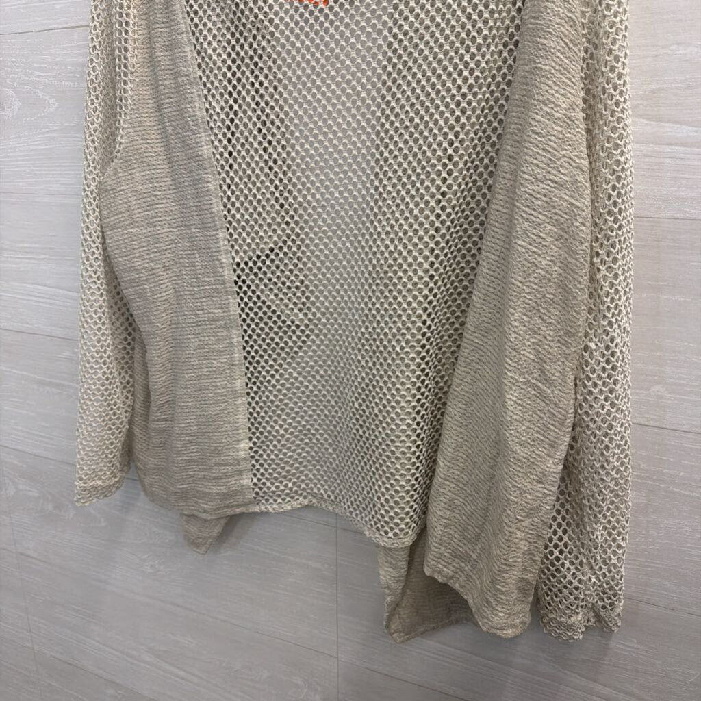 Chicos Grey Open Knit Long Sleeve Open Front Top 3