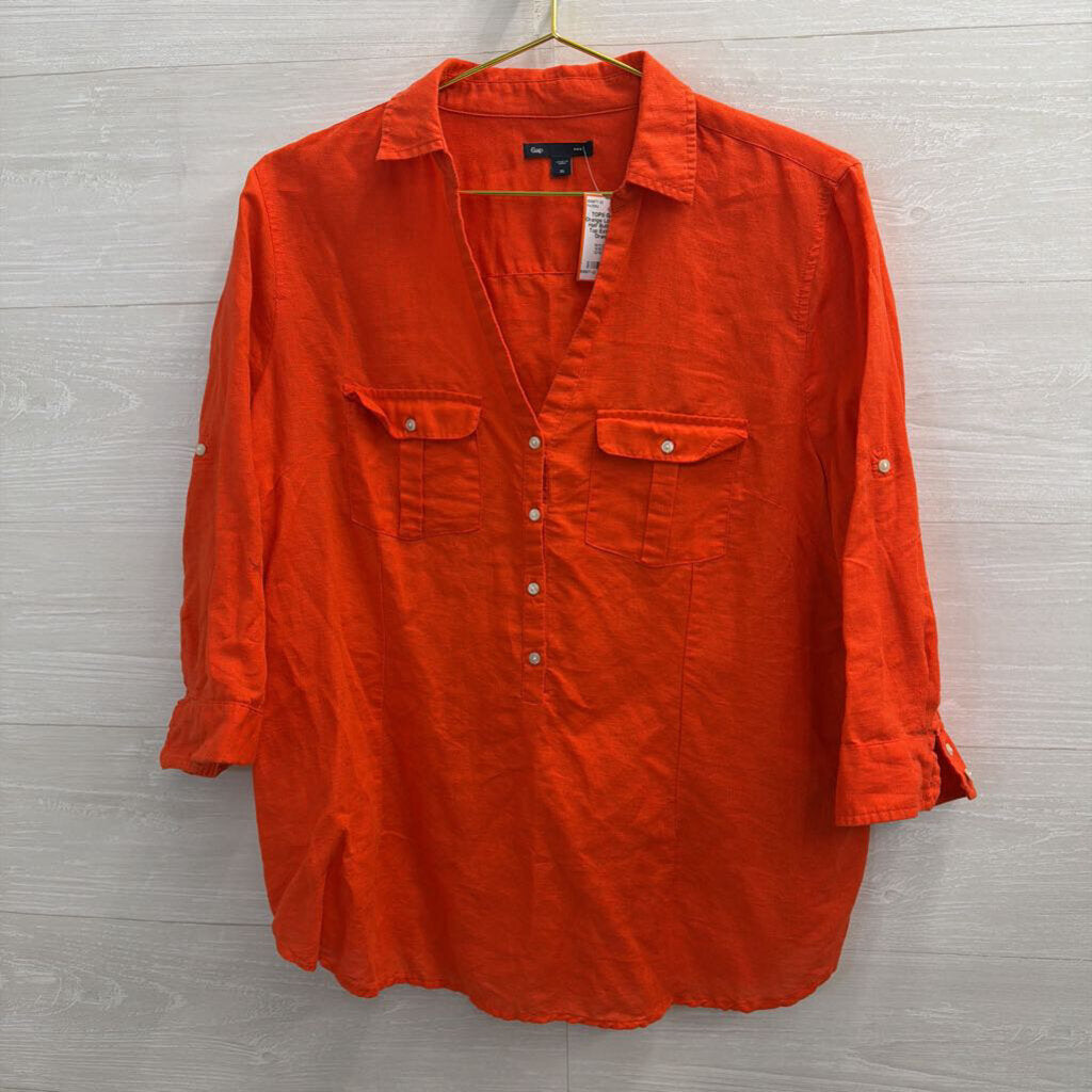 Gap Orange Long Sleeve Half Button Front Top Extra Large