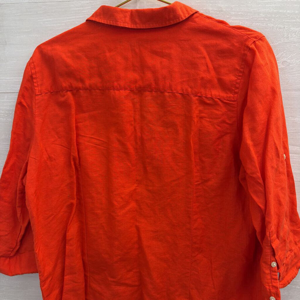 Gap Orange Long Sleeve Half Button Front Top Extra Large