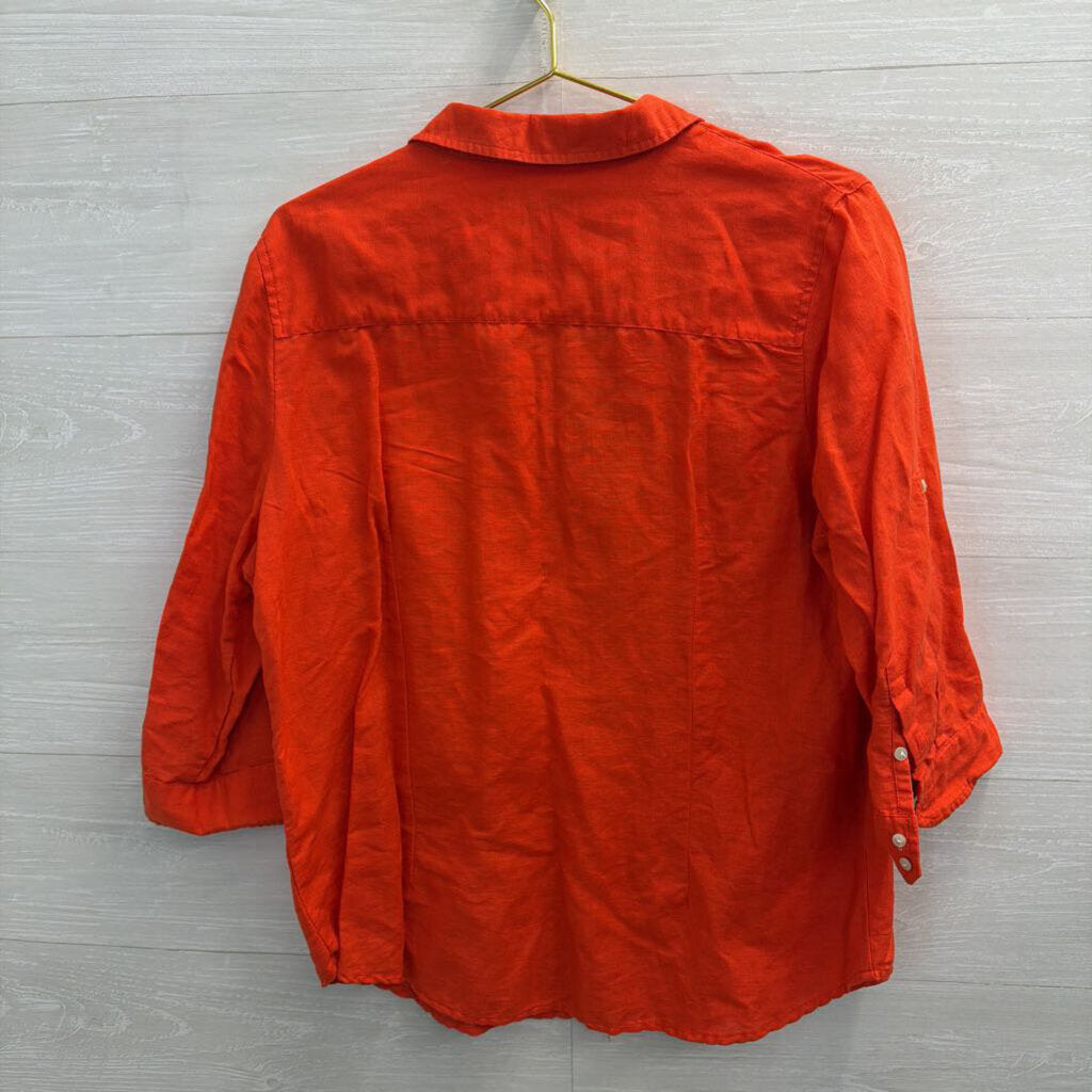 Gap Orange Long Sleeve Half Button Front Top Extra Large