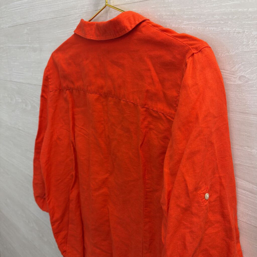 Gap Orange Long Sleeve Half Button Front Top Extra Large