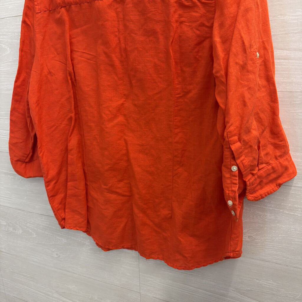 Gap Orange Long Sleeve Half Button Front Top Extra Large