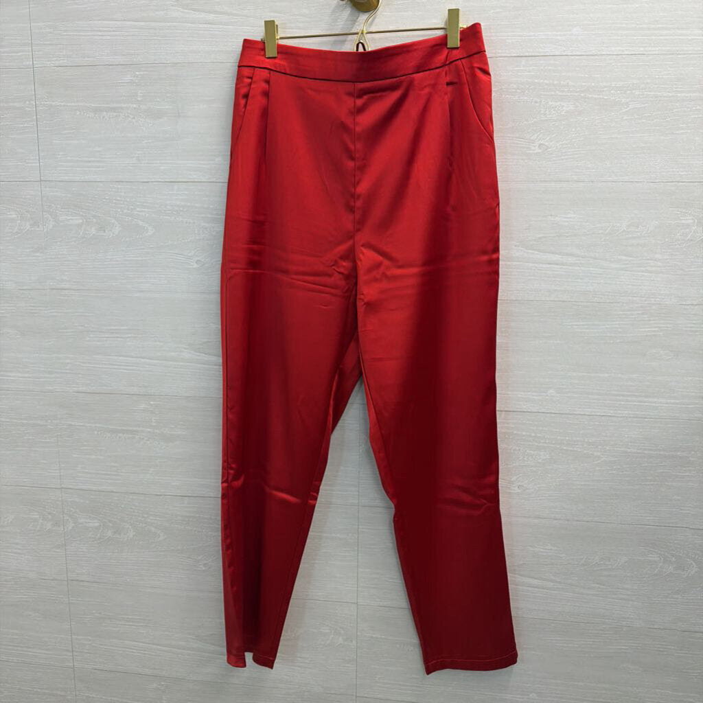 Red Silky Pull On Pants Extra Large
