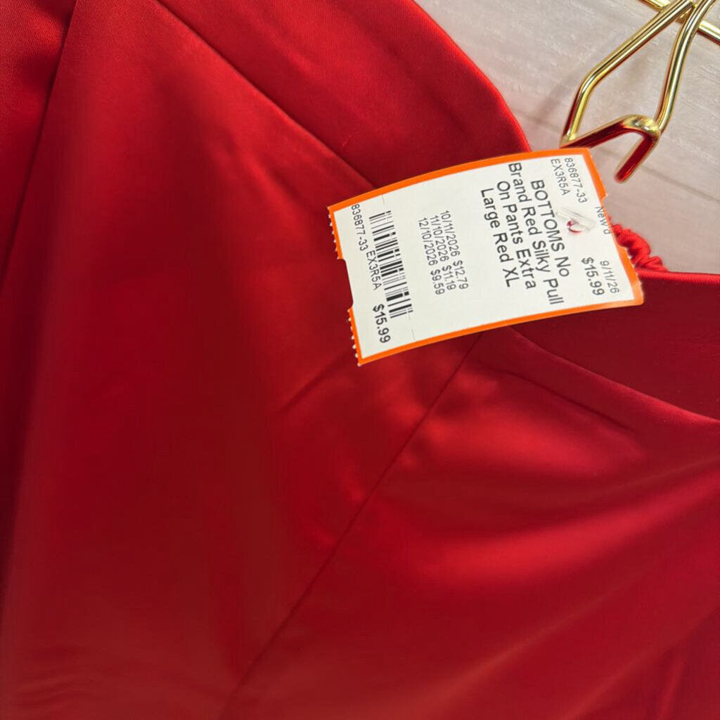 Red Silky Pull On Pants Extra Large