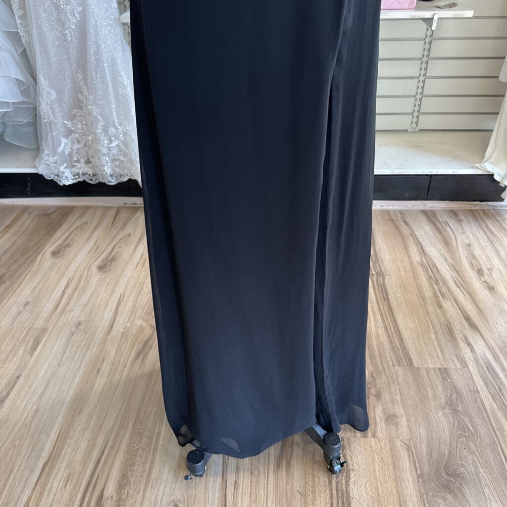 EVA Black Long Sleeve Long Formal Dress Large