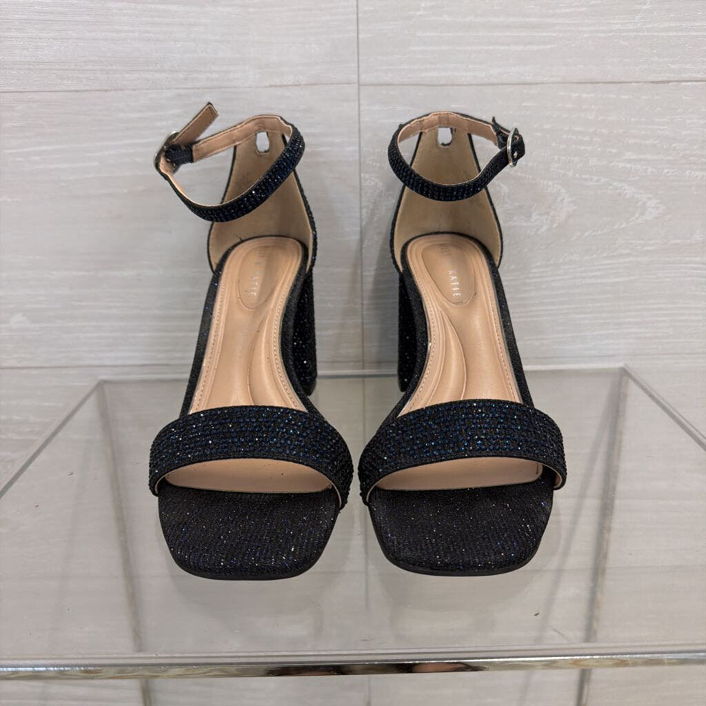 Kelly and Katie Navy Sparkle Ankle Strap Heels 7