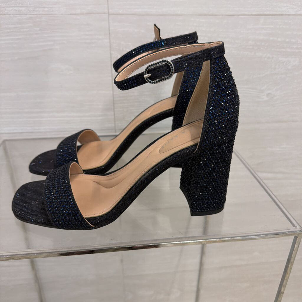Kelly and Katie Navy Sparkle Ankle Strap Heels 7