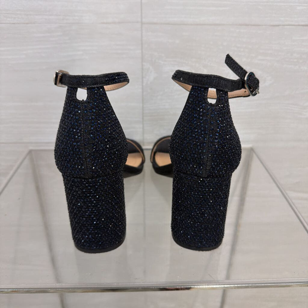 Kelly and Katie Navy Sparkle Ankle Strap Heels 7