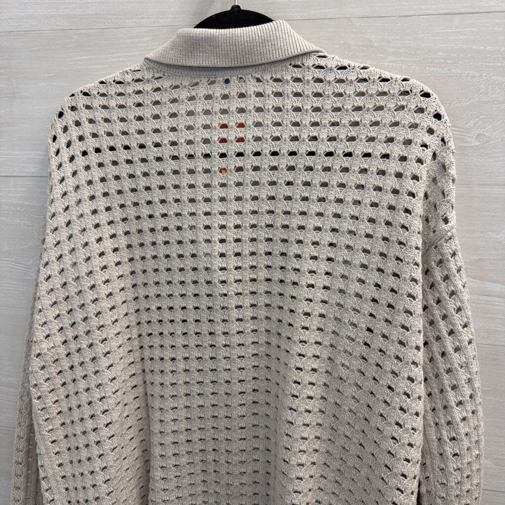J Jill Grey Open Knit Cardigan Sweater Large