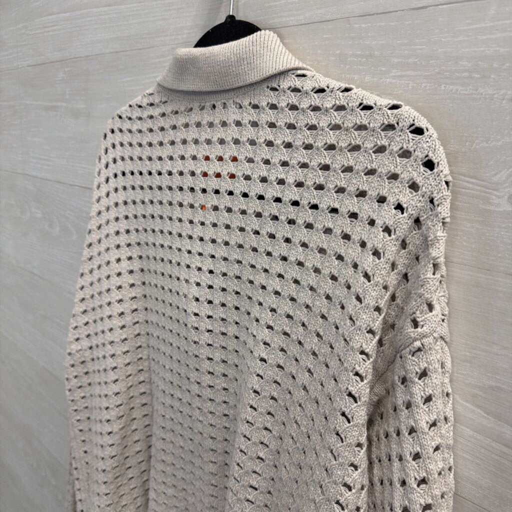 J Jill Grey Open Knit Cardigan Sweater Large