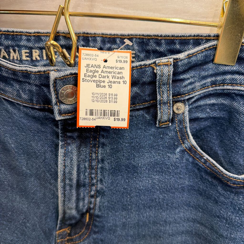 American Eagle Dark Wash Stovepipe Jeans 10