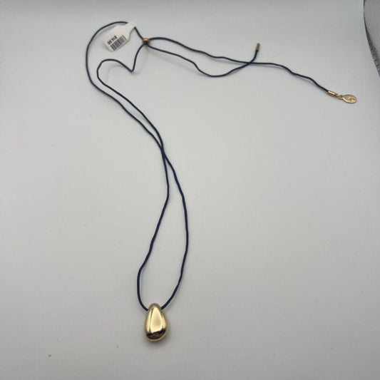 Navy String/ Gold Pendant Adjustable Necklace