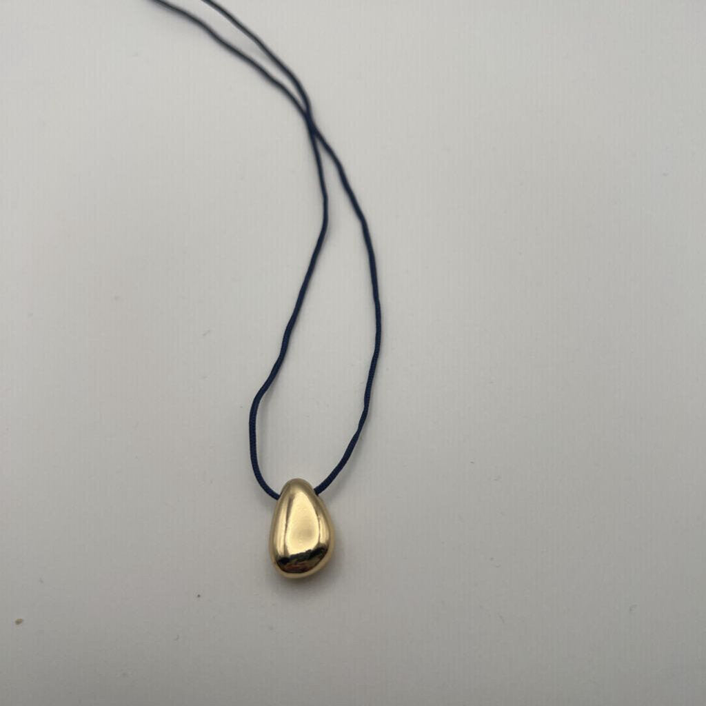 Navy String/ Gold Pendant Adjustable Necklace
