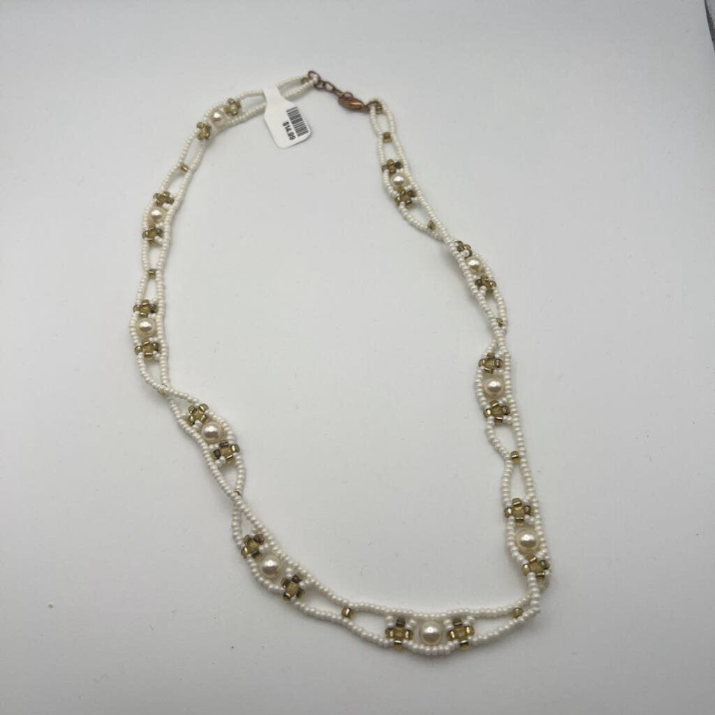 White Beaded/ Pearl Necklace
