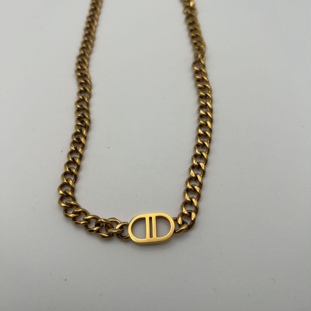 Gold Double Buckle Necklace