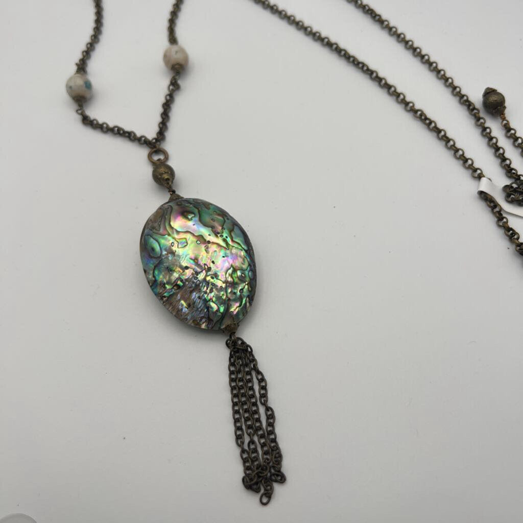 Vivendi Iridescent Abalone Shell Long Necklace