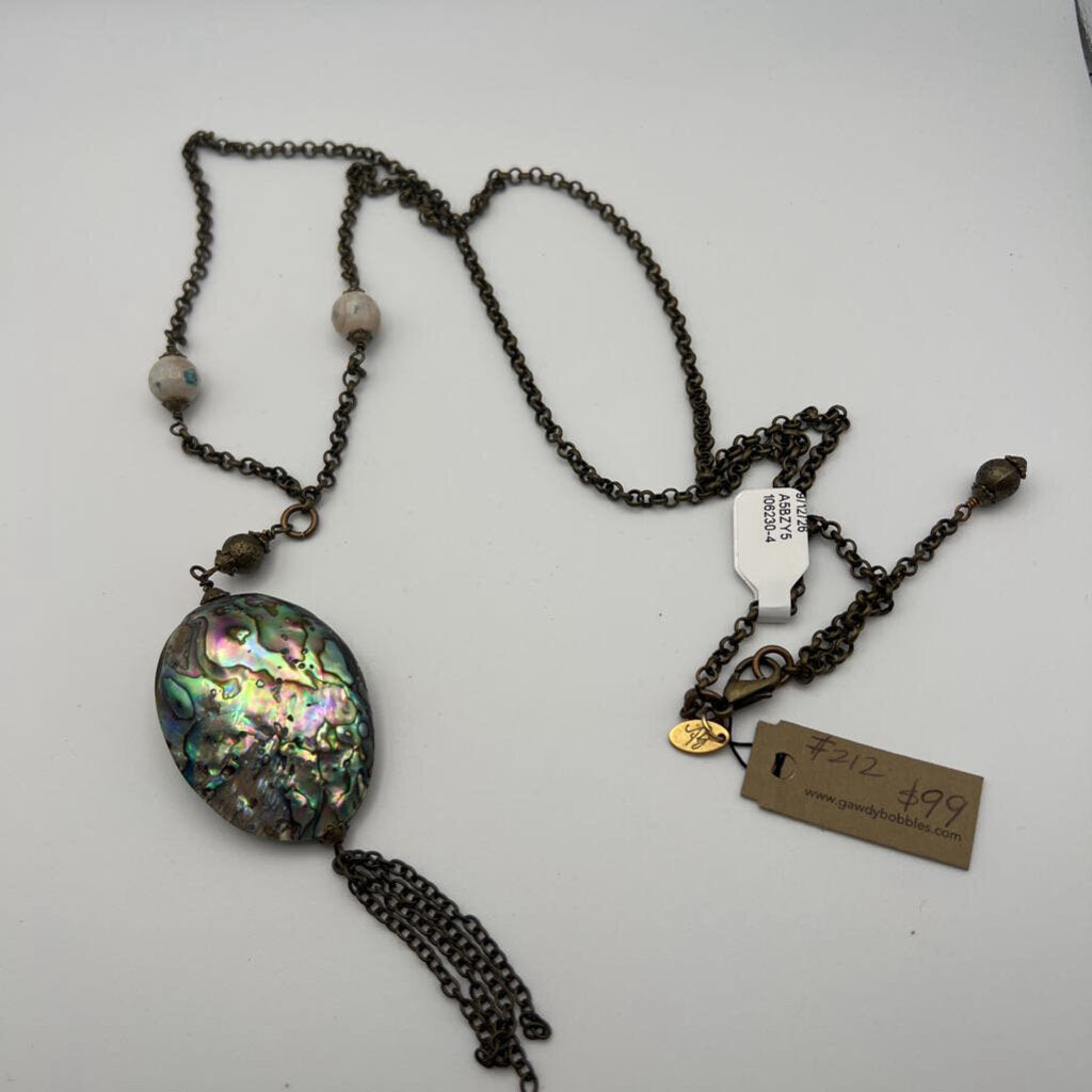 Vivendi Iridescent Abalone Shell Long Necklace