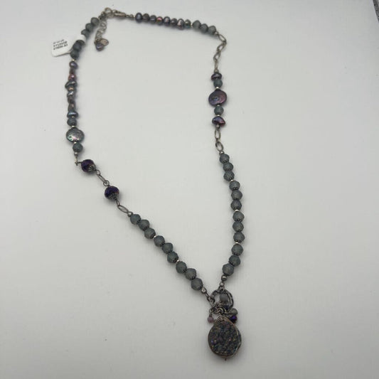Anne Vaughan Silver/ Grey Beaded Necklace