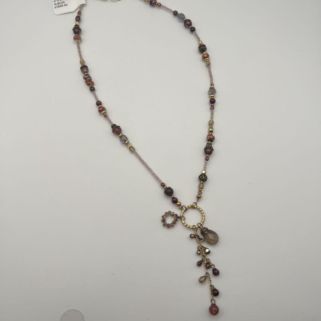 Anne Vaughan Gold/ Brown Beaded Necklace