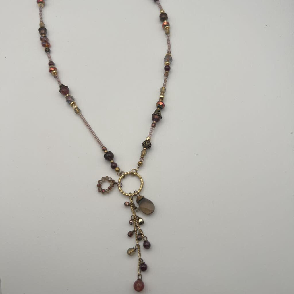 Anne Vaughan Gold/ Brown Beaded Necklace