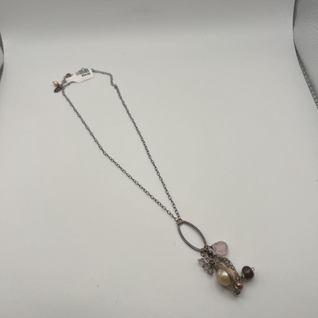 Anne Vaughan Gold/ Multi Beaded Pendant Necklace